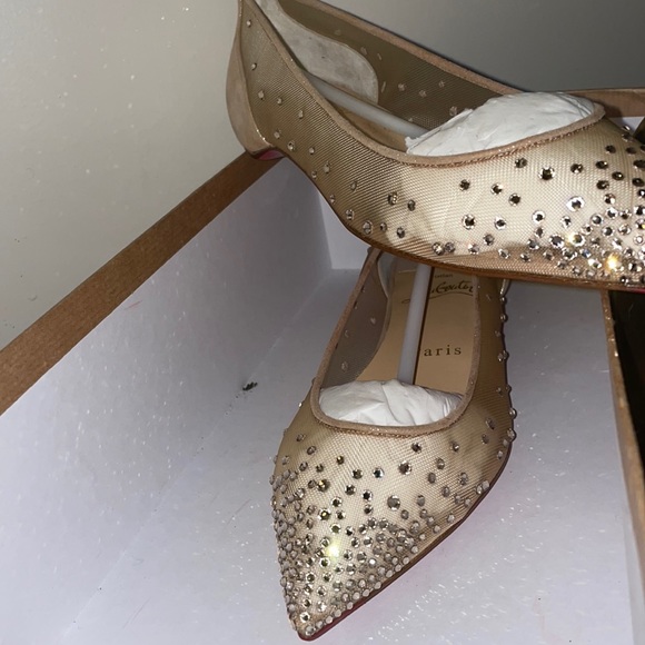 CHRISTIAN LOUBOUTIN Swarovski crystal-embellished mesh flats . - Picture 5 of 8